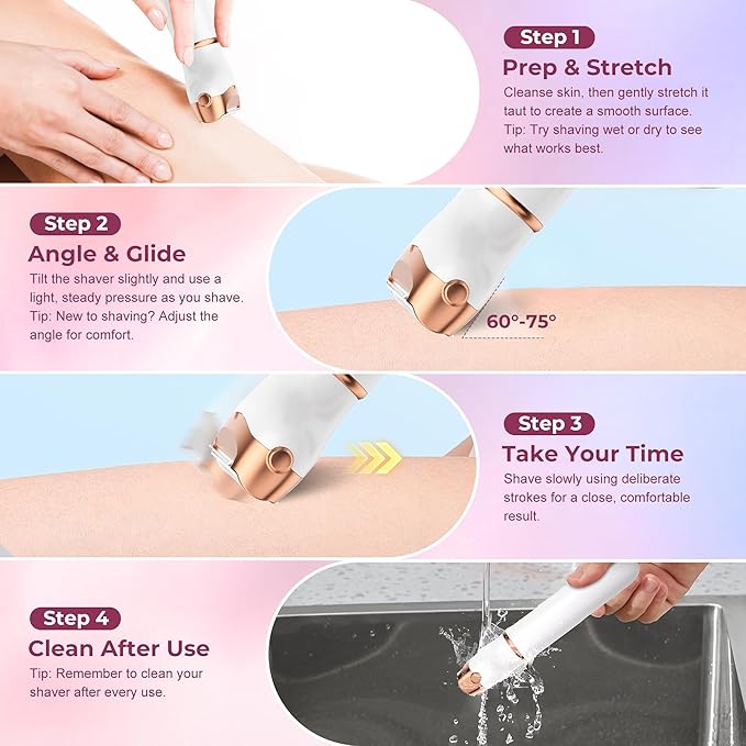 2025 BLIBEE Women's Electric Shaver and Bikini Trimmer, Electric Razor for Women, 2-in-1 Painless Hair Remover for Face Legs Underarms & Bikini Area, Waterproof for Wet and Dry Use, USB Rechargeable