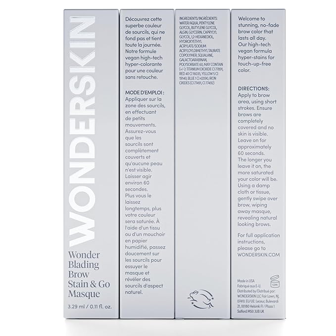 Wonderskin Wonder Blading Brow Stain & Go Masque - Long Lasting Eye Brow Tint, Transfer Proof and Smudge Proof Eyebrow Tint Stain (Dark Brunette)