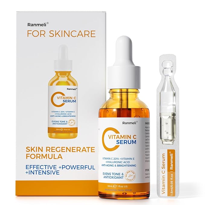 Vitamin C Facial Serum,Anti Aging & Wrinkle With Natural Vitamin C,Sodium Hyaluronate,Skin Brightening Face Serum for Dark Spots, Fine Lines & Wrinkles,All Type Skin Care 30ml/1fl.oz