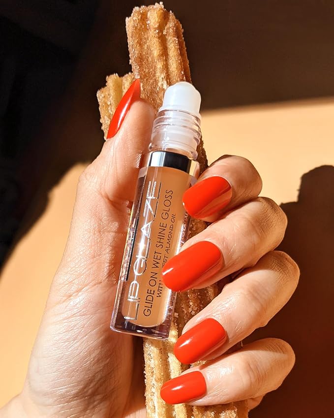 MODE Lip Glaze Flavored Lip Gloss CHA CHA CHURRO Flavor Roll On Sweet Wet Delicious Nourishing Shine, Hydrating Moisturizing Natural Skincare Fruit Oils, Made in NY USA