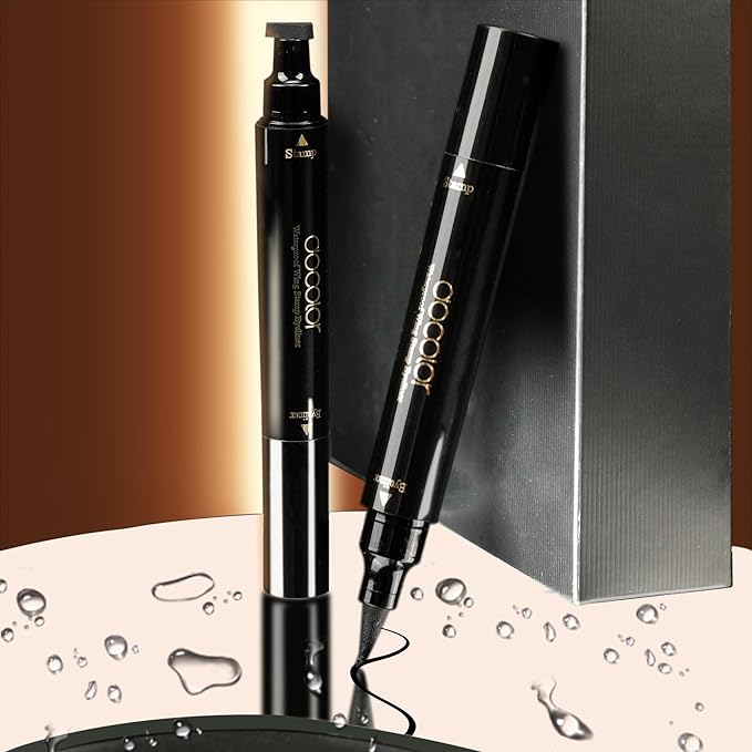 docolor Eyeliner Stamp Double-sided Liquid Winged Eye Liner Pen Waterproof Smudgeproof Long Lasting Wing Original Eyeliner Pen(2PCS,Black)