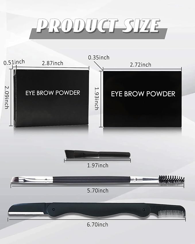 Eyebrow Powder Kit,3 Color Dark Medium Light Brown Eye Brow Powder Palette with Razor Brush, Long Lasting Waterproof Brow Filler Fill & Sculpt Full Eyebrows, Christmas Makeup Gift Set for Women-01