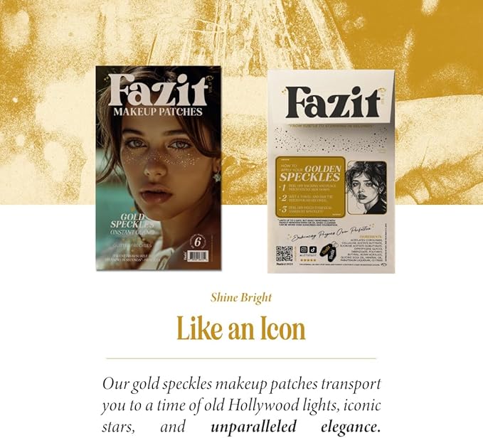 Fazit Makeup Patches - Gold Speckles - Glow Up Make-Up Patches - Cute Glitter Makeup Accessories for Women - Cosmetic Glitter for Face