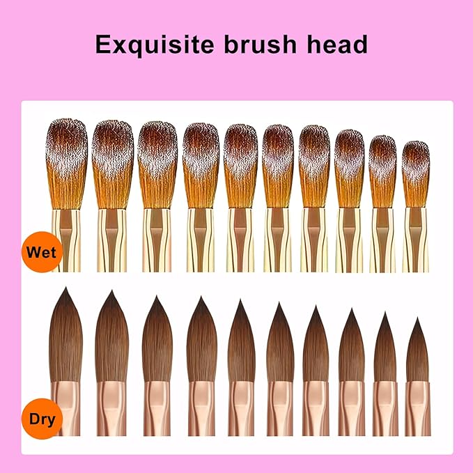 MUSILAN Nail Art Brushes Set,10pcs Nail Art Tool Set Nail Art Design Pen Painting Tools Fingernail Brush Nail Cleaning Brush for Acrylic Application Acrylic Powder 3D Nail Carving Nail Art Brushes Set