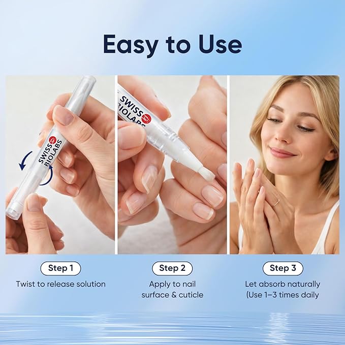 Swiss Biolabs Nail Fungus Pen, Nail Repair Treatment Serum with Undecylenic Acid 25% & TreeTea Oil for Nail Strengthener & Growth (3)