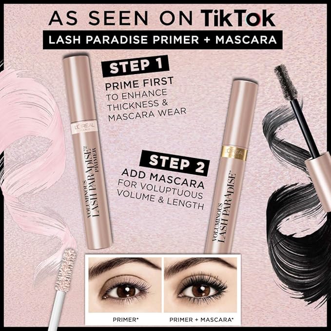 L'Oreal Paris Voluminous Lash Paradise Waterproof Mascara, Volumizing, Lengthening and Thickening Eye Makeup For Fuller-Looking Lashes, Black, 0.25 Fl Oz