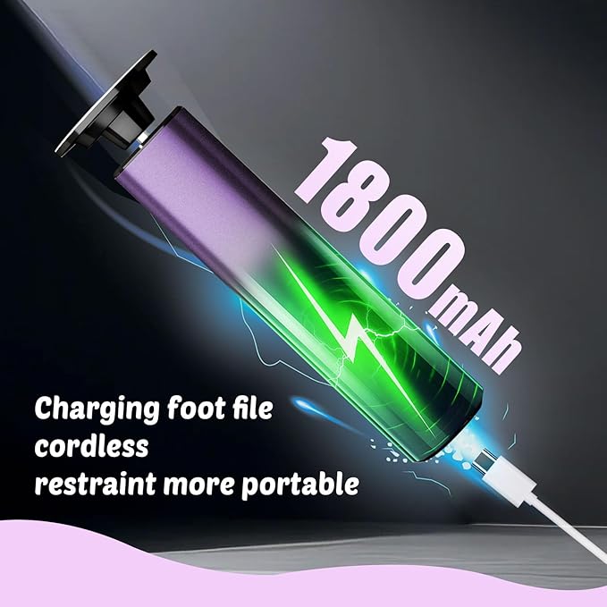 Dolcevitae Electric Foot Callus Remover - 9-Speed with Glass Crystal Grinding Disc & Storage Box, 80/120 Grit Sandpapers (20pcs), 10 Nail Heads, Type-C Fast Charge for Dead Skin