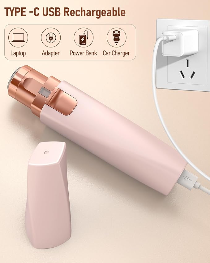 IFANZETECH Eyebrow Trimmer Facial Hair Removal for Women: 2 in 1 Rechargeable Facial Hair Remover & Eyebrow Razor, Electric Painless Face Shaver for Women with LED Light for Eye brow, Lips & Face