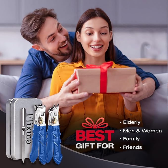 Toenail Clippers for Thick Toenails, Wide Jaw Nail Clippers Set,Heavy Duty Ingrown Toenail Clippers Nail Cutters, Ultra Sharp Slanted Cutter Set with Long Handle for Men, Women & Seniors