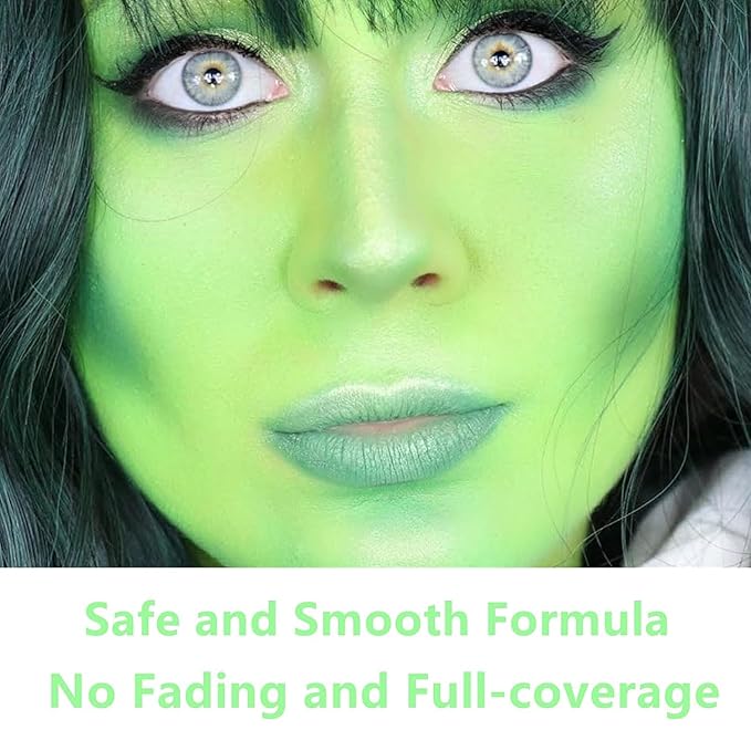 Go Ho Pastel Green Body Paint Washable(2.37oz/pc),Water Based Cream Pastel Green Face Body Paint for SFX Cosplay Costumes Festivals Halloween Makeup