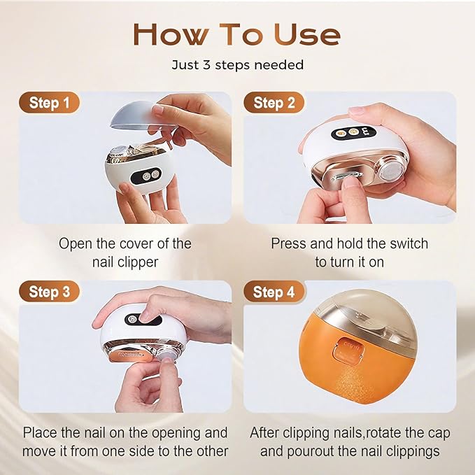 Multi-Functional Electric Nail Trimmer, 2025 Upgraded 2 in 1 Electric Polishing Automatic Nail Clippers, Electric Nail Clipper with 3 Speed Levels, Safe and Convenient Nail Trimmer (White)