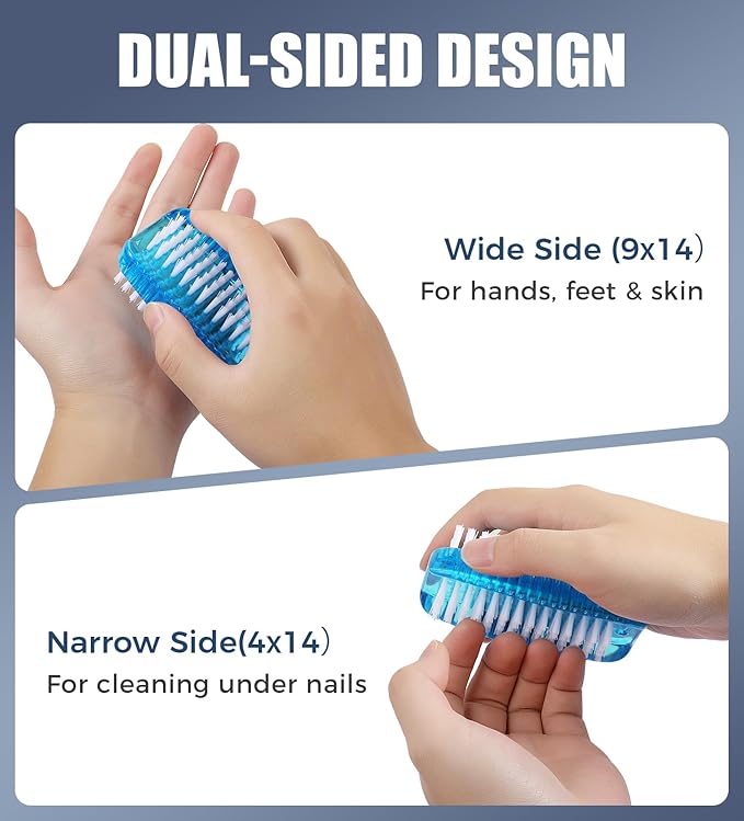Nail Brush for Cleaning Fingernails, Larbois 2 Pack Two-Sided Extra-Wide Fingernail Brush for Cleaning Stiff Bristles Nail Scrubber Brush Mechanic Hand Scrub Brush with Hanging Rope