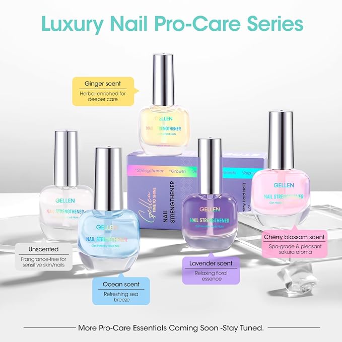 GELLEN Unscent Nail Strengthener, Pro Care 8-In-1 Air Dry Clear Nail Repair Growth Treatment for Weak Nails, Non-Polish, Strengthens & Protects Nails Growth Calcium Keratin Nourish 15ml