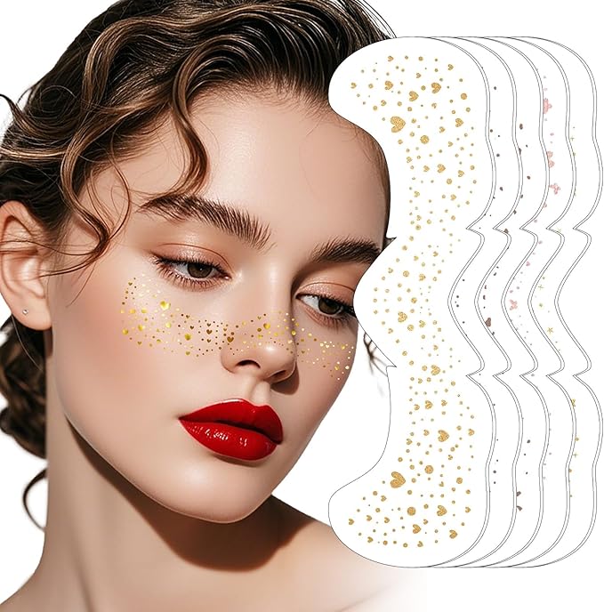 Face Glitter Freckles Tattoo,Diesetsr Temporary Makeup Patches,Body Glitter Sparkle Fake Freckles Stickers for Women Kids Festival, Concert,Carnival Party,Cosmetic Glitter,Rave Accessories,10 PCS