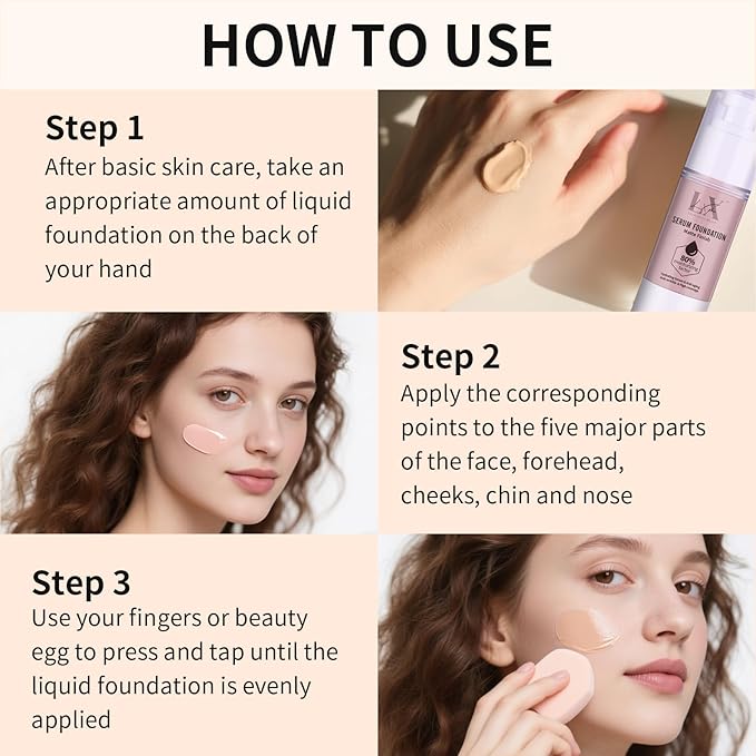 Moisturizing Foundation with 1% Hyaluronic acid, Deep Hydration & High Coverage Serum Foundation for A Smooth & Satin Finish, 405 Deep