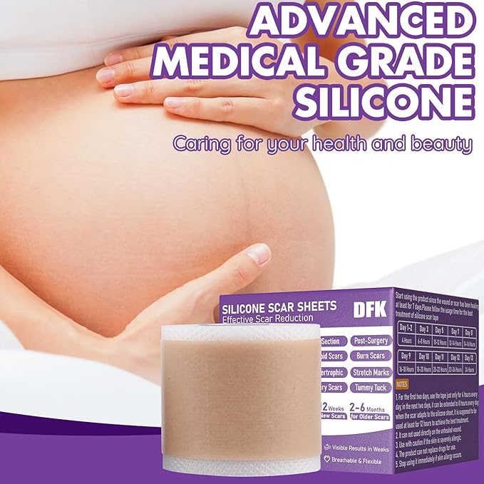 Silicone Scar Sheets, Silicone Scar Tape, Reusable Professional Scar Silicone Strips, Soft Silicone Scar Sheets for Surgical Scars,Keloid,Acne Scars,Burn Scar,C-Section (5M)