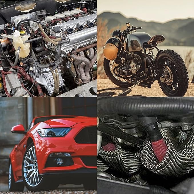Heat Shield Sleeve Fuel Line Heat Shield Auto Hose Spark Plug Wire Cover Protectors Boots Roll 2500 Degree for Car&Auto Wire Loom Brake Cable (1" IDX10', Titanium)