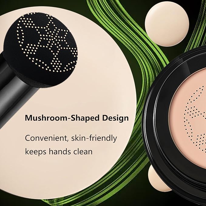 2026 Luvie Glow Foundation Cushion, Mushroom Head Air Cushion CC Cream,Long Lasting Matte Concealer for All Skin Types (WARM)