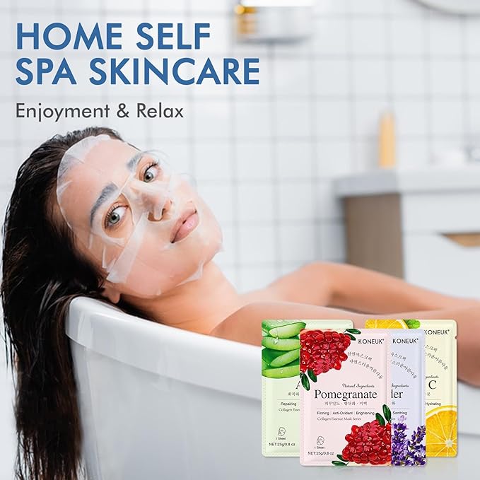 KONEUK 126 Pack Sheet Face Masks Skincare, Bulk Facial Mask Gifts Set for Women Skin Care, Hydrating Face Masks Suitable for All Skin Types, Face Mask Spa for Sensitive Skin
