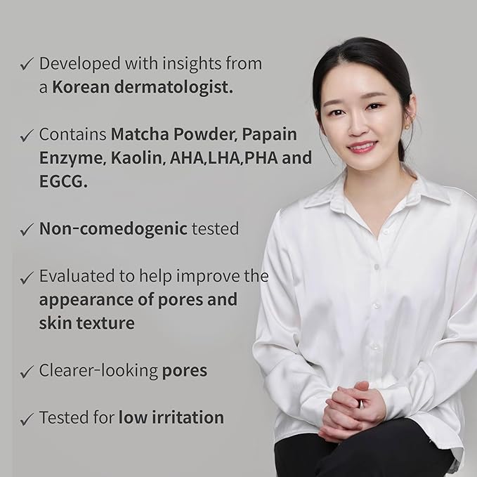 FORETDERM Matcha Enzyme FX Powder-To-Foam Cleanser, Enzyme Face Wash With Matcha Extract, Hydrating Korean Facial Cleanser For Daily Use, Water-Based Fragrance Free Formula, All Skin Types, 1.76oz