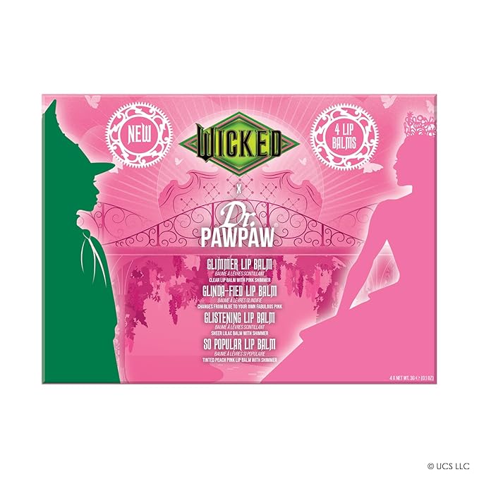 Dr. PawPaw Glinda Wicked Balm Collection - Natural Lip Balm with Aloe Vera - Gluten Free Lip Moisturizer to Nourish, Soften and Hydrate - 4 pc