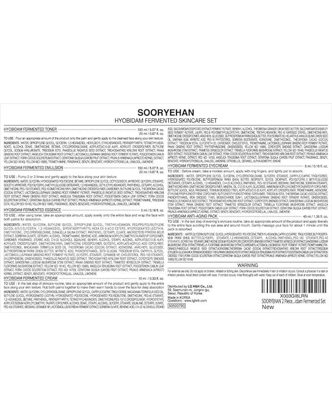 Sooryehan Ginseng Skincare gift Set - Hyobidam Korean Skin Care Set, Premium Gift Set for Intense Hydration, Firm Skin, Wild Ginseng, 13.53 fl oz