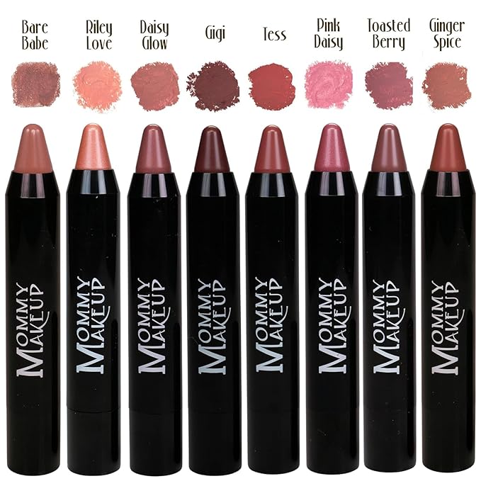 Mommy Makeup Triple Sticks Lipstick, Cream Blush & Treatment All-In-One with Shea & Cocoa Butter - Soft & Creamy Moisturizing Lip Crayon For Lips & Cheeks (Ginger Spice)