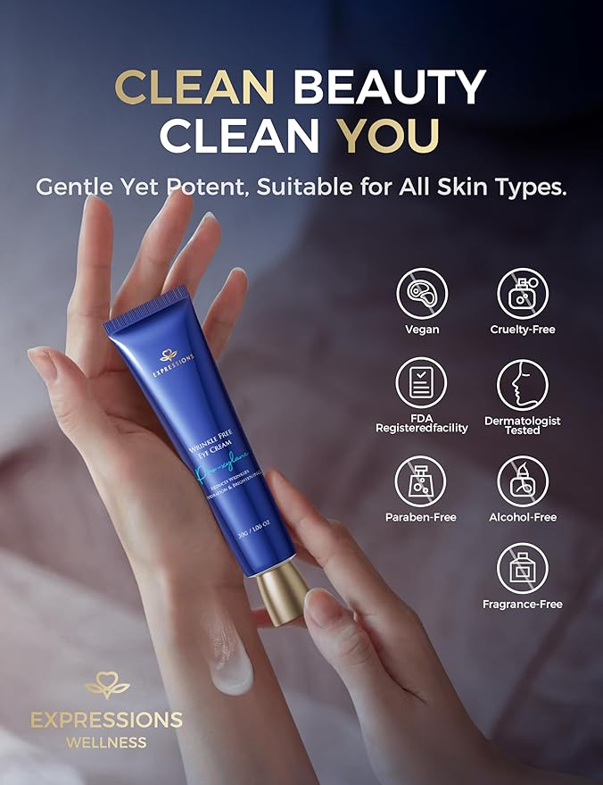 Under Eye Cream Anti Aging Peptides Eye Cream for Wrinkles with Niacinamide Reduce Fine Lines&Crow's Feet | Tightening and Firming for Women and Men 1.06 Oz Gold