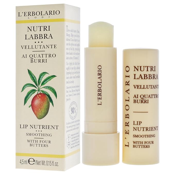 L'Erbolario Lip Nutrient - Smoothing Lip Stick with Four Butters - Softness and Suppleness for Lips - Moisturizing and Replenishing Lip Care - Lip Balm for Dry and Cracked Lips - 0.15 oz