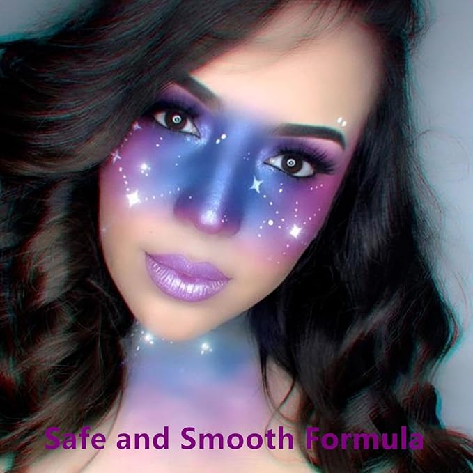 Go Ho Purple Face Body Paint Washable(2.37oz/pc),Full Coverage,Smooth,Water Based Cream Purple Body Paint for SFX Cosplay Costumes Festivals Halloween Ursula Witch Makeup