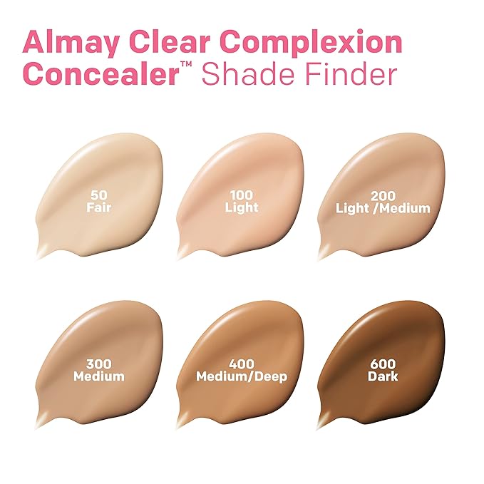 Almay Clear Complexion Acne & Blemish Spot Treatment Concealer Makeup with Salicylic Acid- Lightweight, Full Coverage, Hypoallergenic, Fragrance-Free, for Sensitive Skin, 300 Medium, 0.3 fl oz.