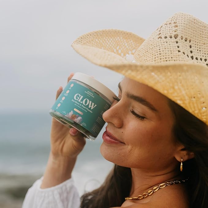 Akasha Superfoods Sea Moss Glow Gummies, Hair, Skin & Nails Vitamins with Seamoss, Pearl Powder, Vitamin E, Aloe Vera, Liposomal Vitamin C, and Irish Sea Moss, Gummies for Women & Men, 60 Count