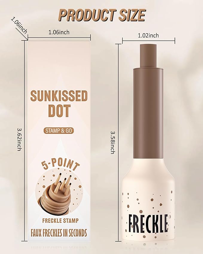 Freckle Stamp Cushion, Vivid Natural Faux Freckles Pen, Long Lasting Waterproof Quick Dry Lifelike Fake Freckle Stamp Pencil, Get Sun-kissed Stars Makeup in One Press, Makeup Gift for Women Girl-01