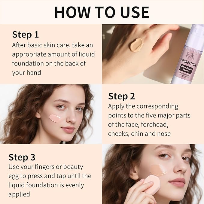 Anti-Dark Spot Liquid Foundation - Collagen Serum Foundation Infused with 2% Niacinamide, High Coverage For A Smooth & Satin Finish, 410 Deep