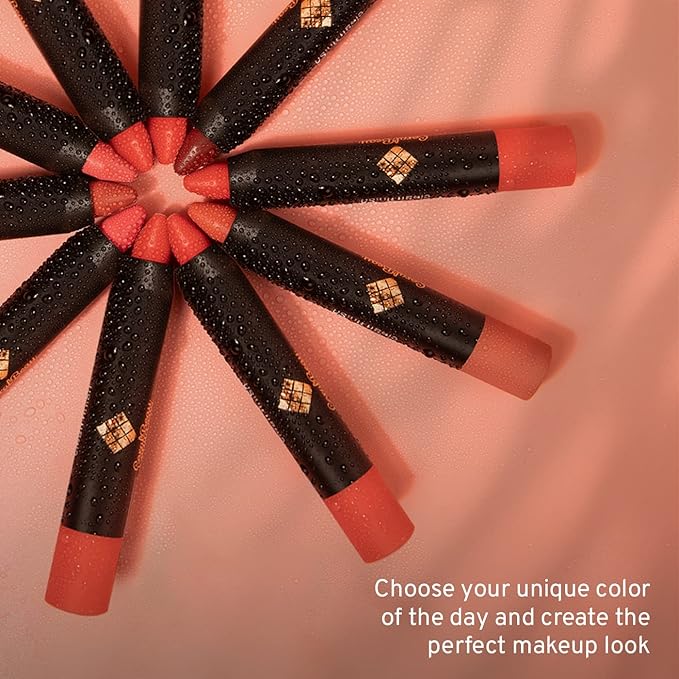 Matte Lipstick Set - 12-Piece Lip Crayon Set With Nude, Pink, Mauve & Red Shades - Waterproof, Long-Wearing Smudge Proof Lipstick Formula with Rich Colors & Pigments