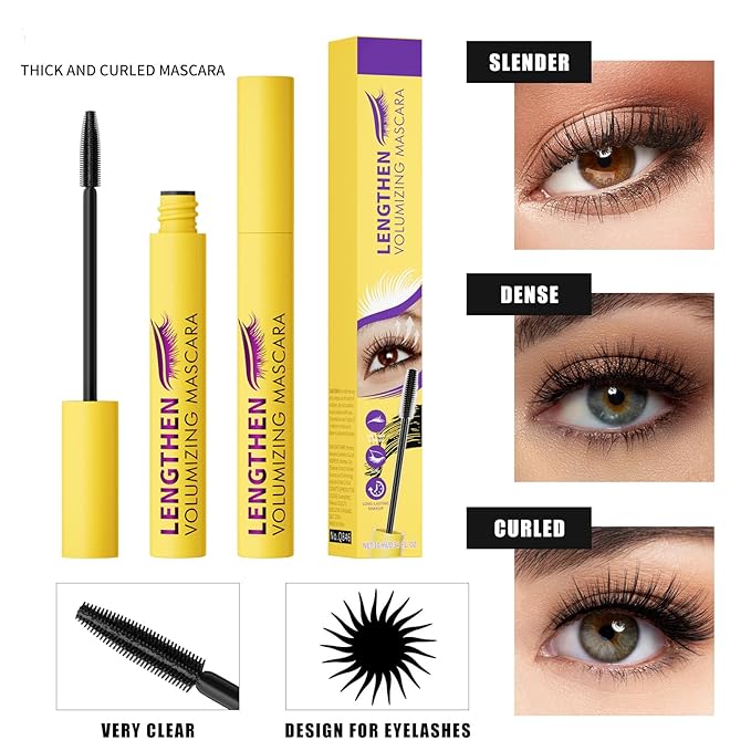 2PCS Bubble Mascara – Lightweight Volumizing Mascara for Fluffy, Lifted Lashes – Smudge-Proof, Jet Black Formula for Bold Curl, Lash Separation & Long-Lasting Bouncy Volume – No Clumps or Flakes