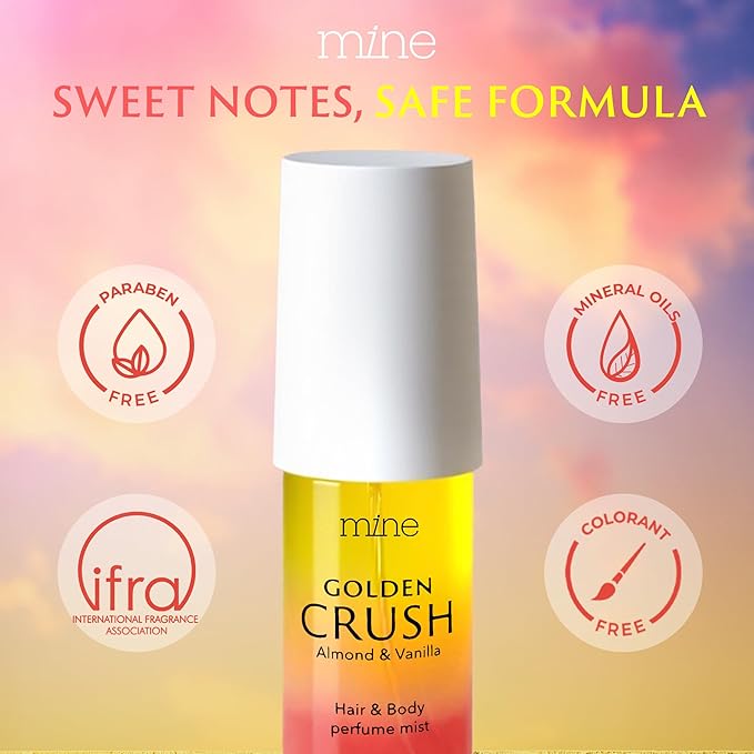 Mine Hair Perfume, Hair and Body Mist - Valentines Day Gifts for Teen Girls and Women - IFRA Safety Certificate, Long Lasting, Freshen Hair, Body & Pillows - Almond & Vanilla Scent - 3.04 oz