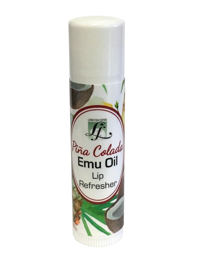 Longview Farms® Emu Oil Lip Refresher – Natural oil Lip Balm, Hydrating Lip Repair & Healing Balm for Very Dry Lips, Chapstick - Pina Colada (12 Pack)