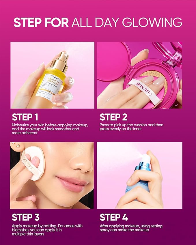 Cover Glow Perfect Cushion Foundation, Healthy-glow Finish, Natural Coverage, Moisturizing, Lightweight, Milk Touch Cushion,Winter Foundation,SPF 50 PA+++(#04 Beige)