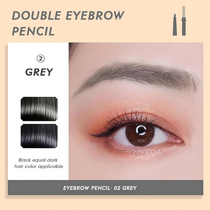 O'CHEAL Grey Eyebrow Pencil for Women, Premium Eye Brow Pencil with Spoolie Brush, Longwearing for Perfect Brows, Professional, Precision, Defines, Universal Waterproof Double-ended Eyebrow Pen