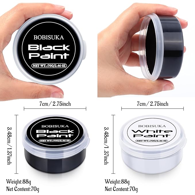 BOBISUKA Halloween Black and White Face Body Paint Set Oil Based Face Painting Kit for Adult Non Toxic Large Capacity Facepaint for Cosplay Clown Skeleton Vampire Special Effects Makeup