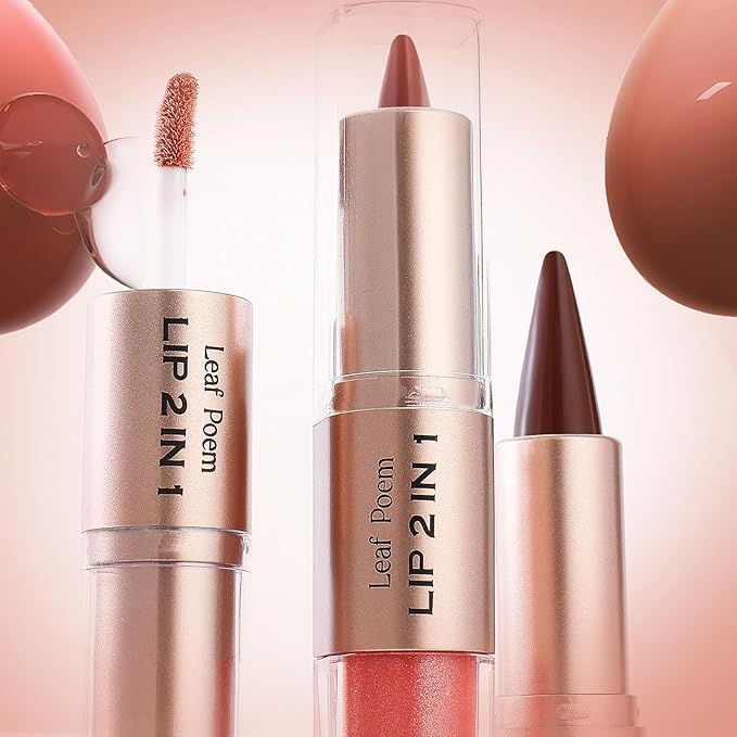 2-in-1 Double-Ended Matte Lip Liner & Lip Gloss Duo, Berry Pink Ombre Lip Combo Pencil, Lip Liner and Lipstick Gloss Set for Defined & Fuller Looking Lips, #03 Berry Pink