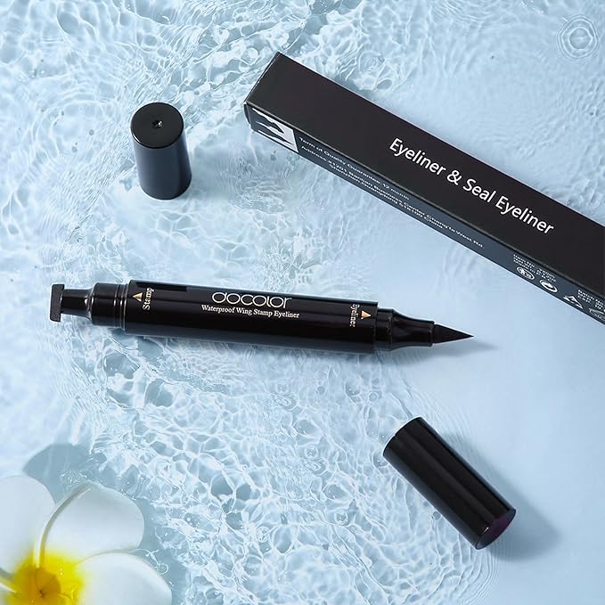 docolor Eyeliner Stamp Double-sided Liquid Winged Eye Liner Pen Waterproof Smudgeproof Long Lasting Wing Original Eyeliner Pen(1PC,Black)