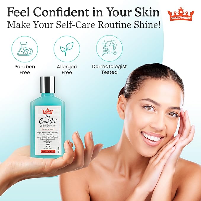 Shaveworks The Cool Fix Aftershave for Women: Pubic Hair Removal, Razor Bumps, Razor Burns, Ingrown Hair Treatment – After Shaving Post Waxing Bikini Area Moisturizing Skin Care Gel 5.3 Fl Oz