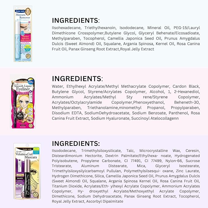 HEROINE MAKE by KISSME Volumizing Waterproof Mascara Volume & Length with Curvy Brush + Smooth Liquid Black Eyeliner, Smudge-free + Gentle Mascara Remover Oil Free, 3 Set