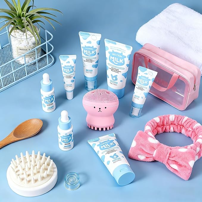 Milk Skincare Set for Kids & Teens,12 IN 1 Moisturizing & Gentle Milk Skin Care for Teens 10-12, Kids Skin Care Set for Girls Ages 8-12, Milk Extract Face Skincare for Girls 10-12,All Skin Types,12PCS