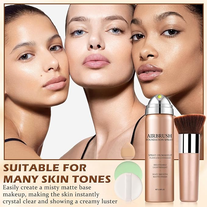 Air Brush Makeup Foundation,Magic Minerals Airbrush Foundation Makeup,Silk Flawless,Buildable Coverage,Moisturizing Formula for Smooth Radiant Skin (02 Beige)