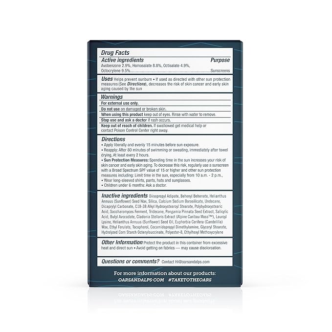 Oars + Alps Matte Face Sunscreen Stick, SPF 50 Travel Sunscreen Roll On for Face & Body, Fragrance Free, Water & Sweat Resistant Sunblock, All Skin Types, Dermatologist Tested, Moisturizing, 2pk