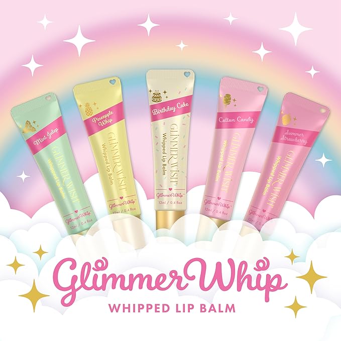 Glimmer Wish Glimmer Whip Hydrating Lip Balm – Moisturizing Lip Care with Organic Oils & Butters – Vegan Lip Moisturizer (Summer Strawberry)