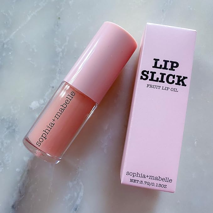 Sophia + Mabelle Hydrating Fruit Lip Oil – Lightweight, Non-Sticky, Tinted Gloss Oil – Nourishing, High-Shine, Flavored Lip Treatment – Yuzu, Lychee, Mango – 3.7g (Yuzu (Nude), Standard)